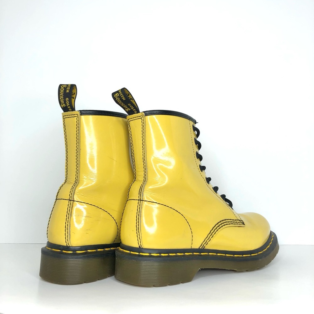 Dr Martens 1460 Pascal Patent Yellow Ankle Boots Women’s 7 Shoes - Picture 9 of 13